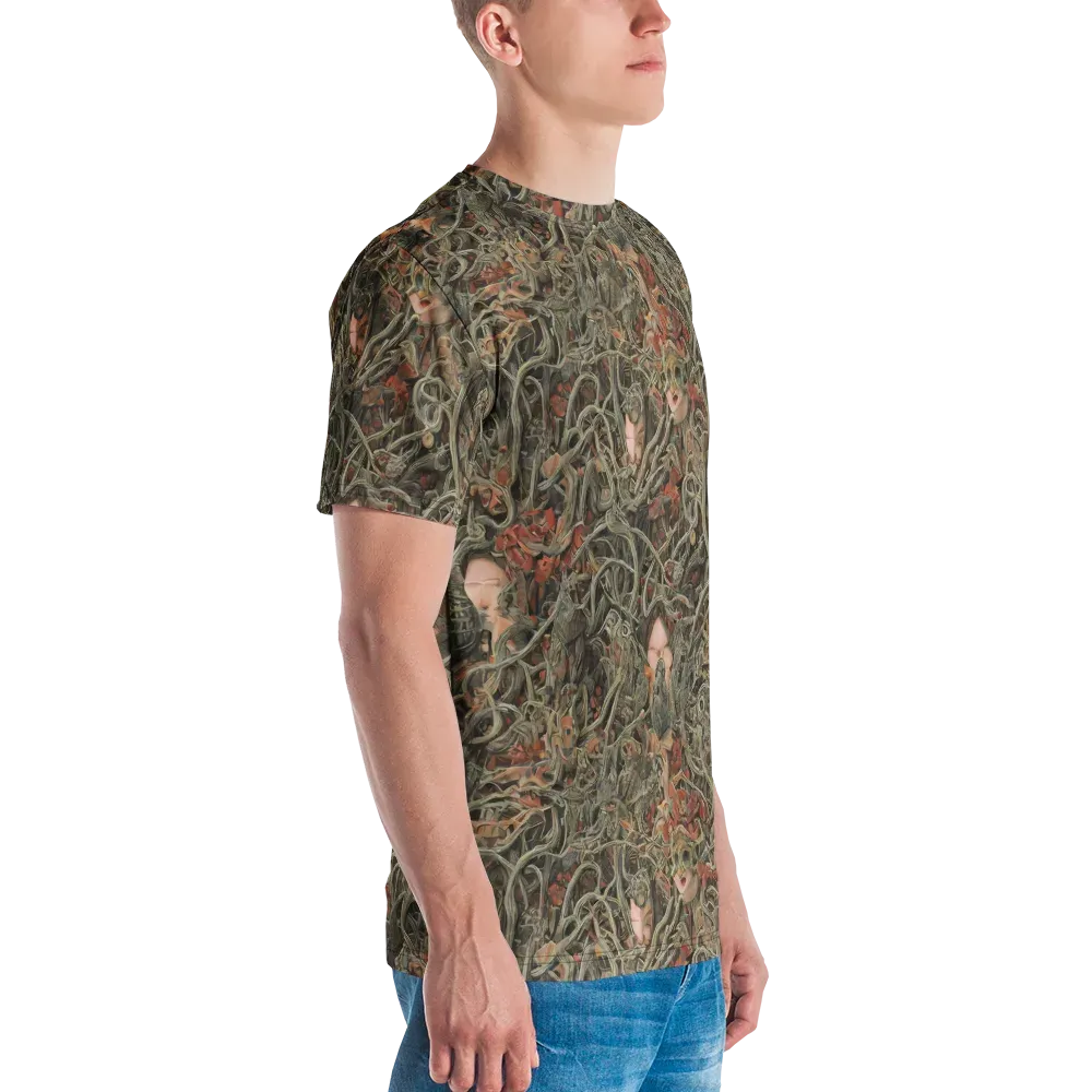 Olive Labyrinth on Men's Crew Neck T-Shirt — Right