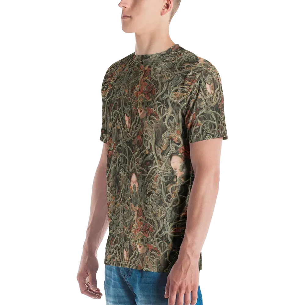Olive Labyrinth on Men's Crew Neck T-Shirt — Left