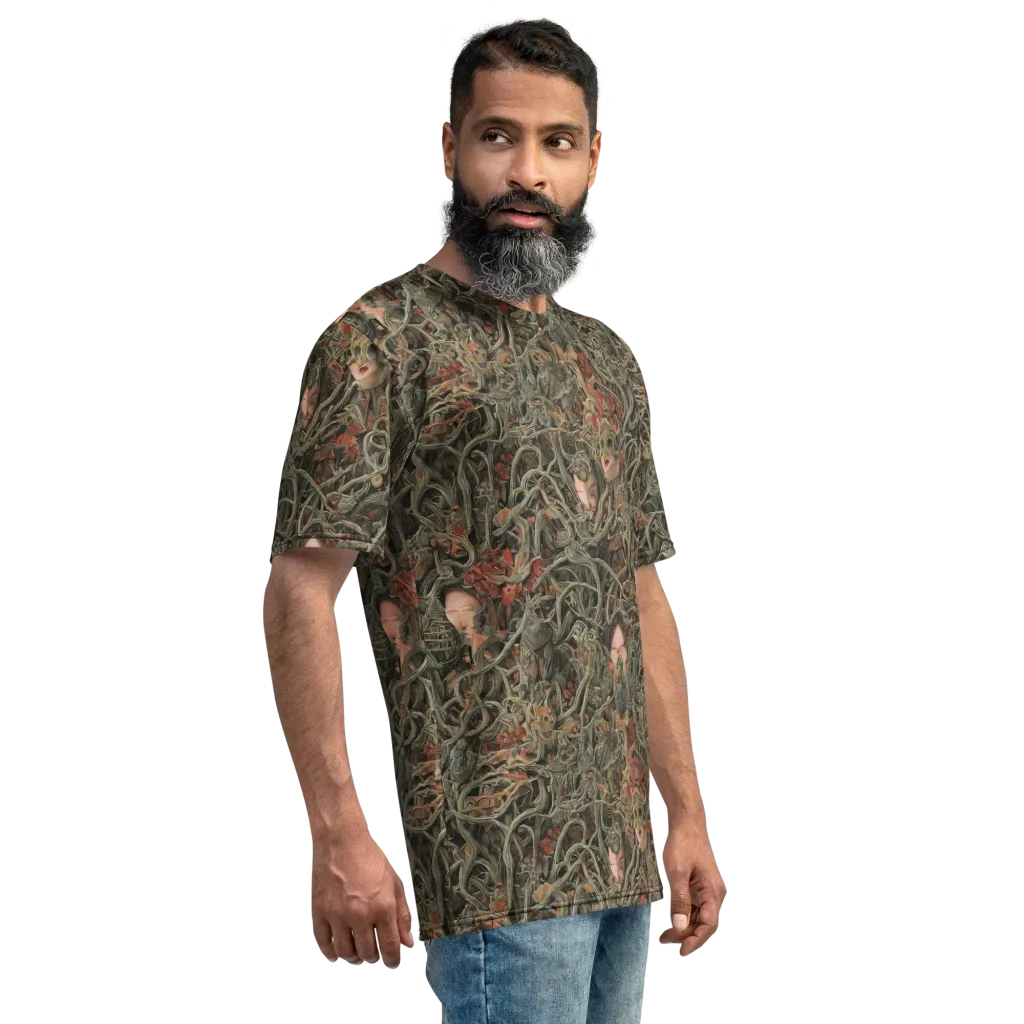 Olive Labyrinth on Men's Crew Neck T-Shirt — Right sleeve