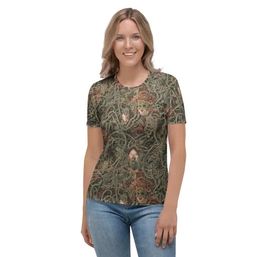Olive Labyrinth on a Women's Crew Neck T-Shirt