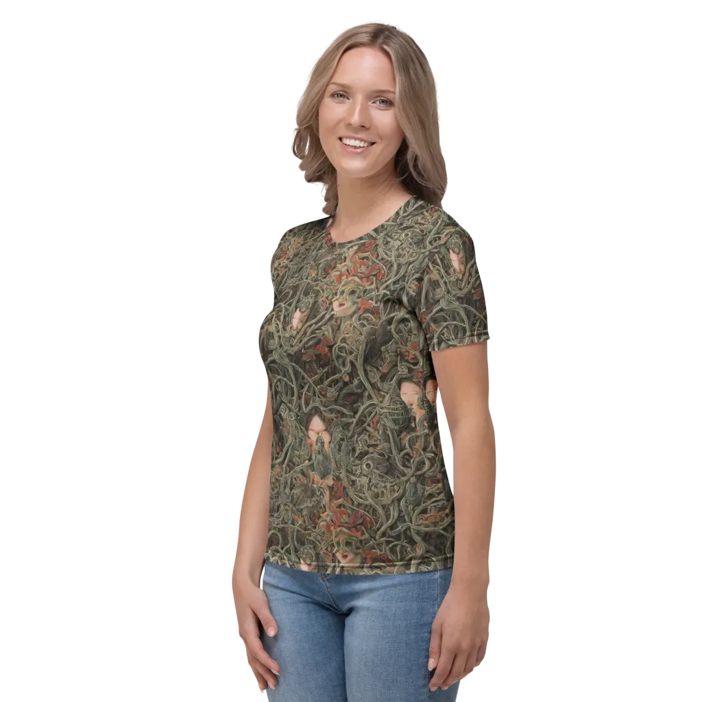Olive Labyrinth on Women's Crew Neck T-Shirt — Left sleeve