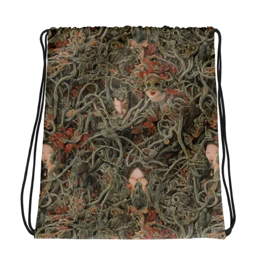 Olive Labyrinth on a Drawstring Bag