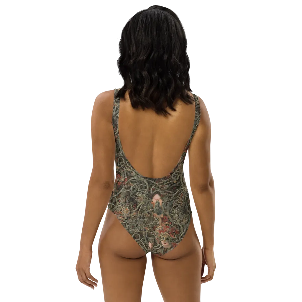 Olive Labyrinth on One-Piece Swimsuit — Back print