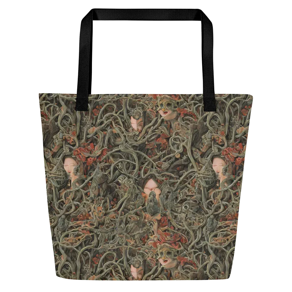 Olive Labyrinth on Large Tote Bag W/ Pocket — Front