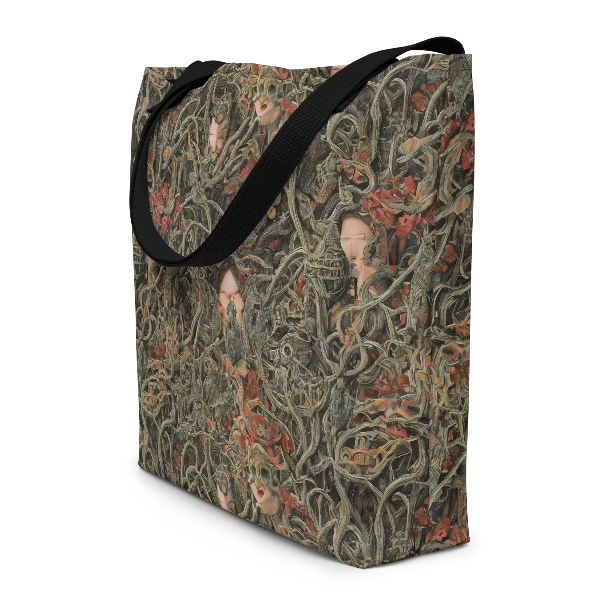 Olive Labyrinth on Large Tote Bag W/ Pocket — Print file