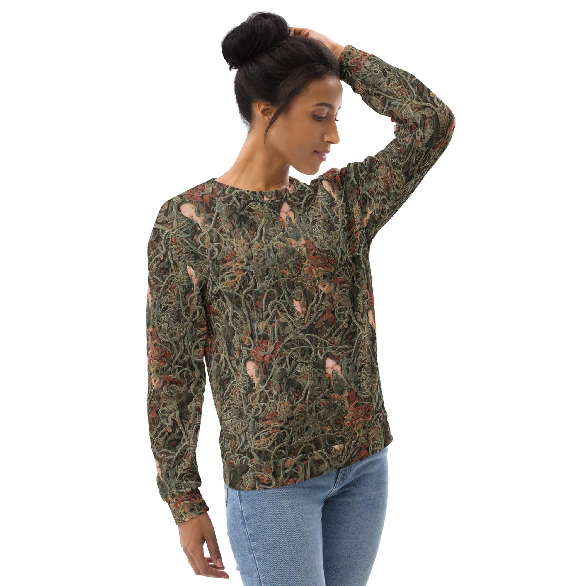 Olive Labyrinth on Sweatshirt — Right sleeve