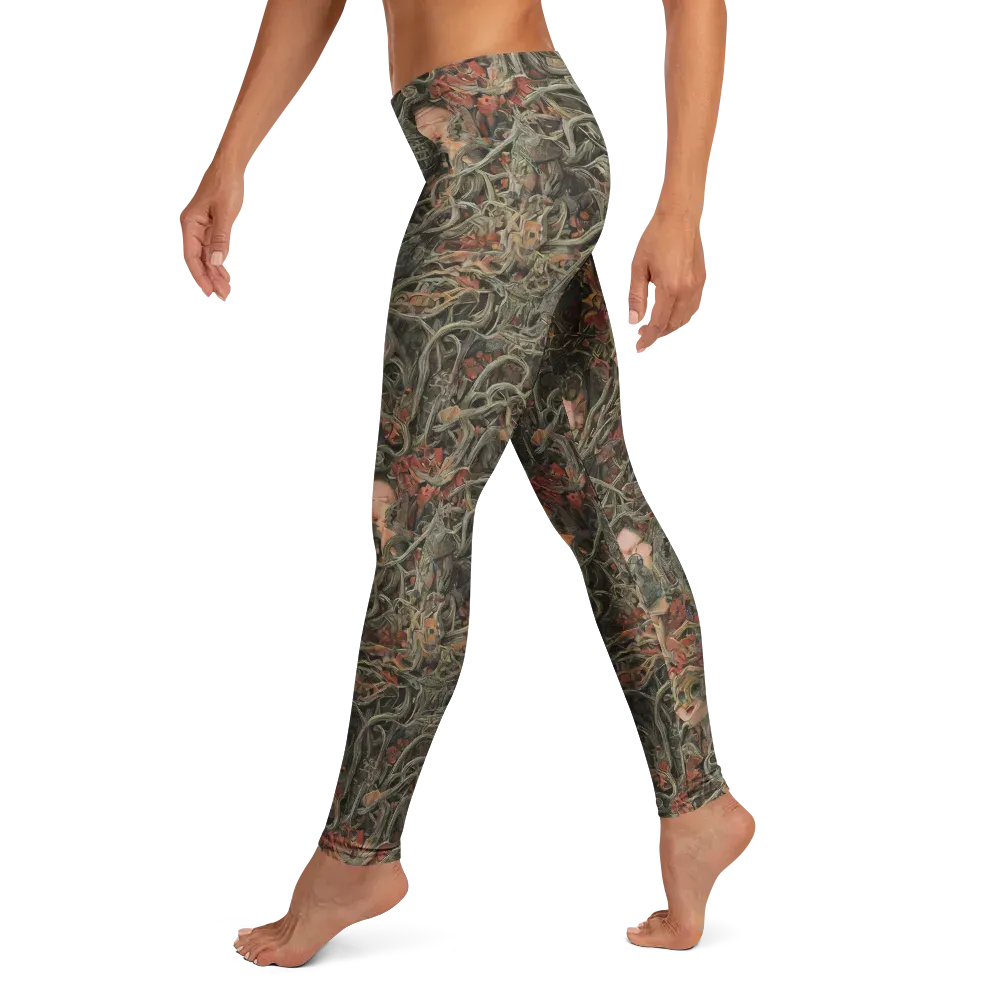 Olive Labyrinth on Leggings — Left