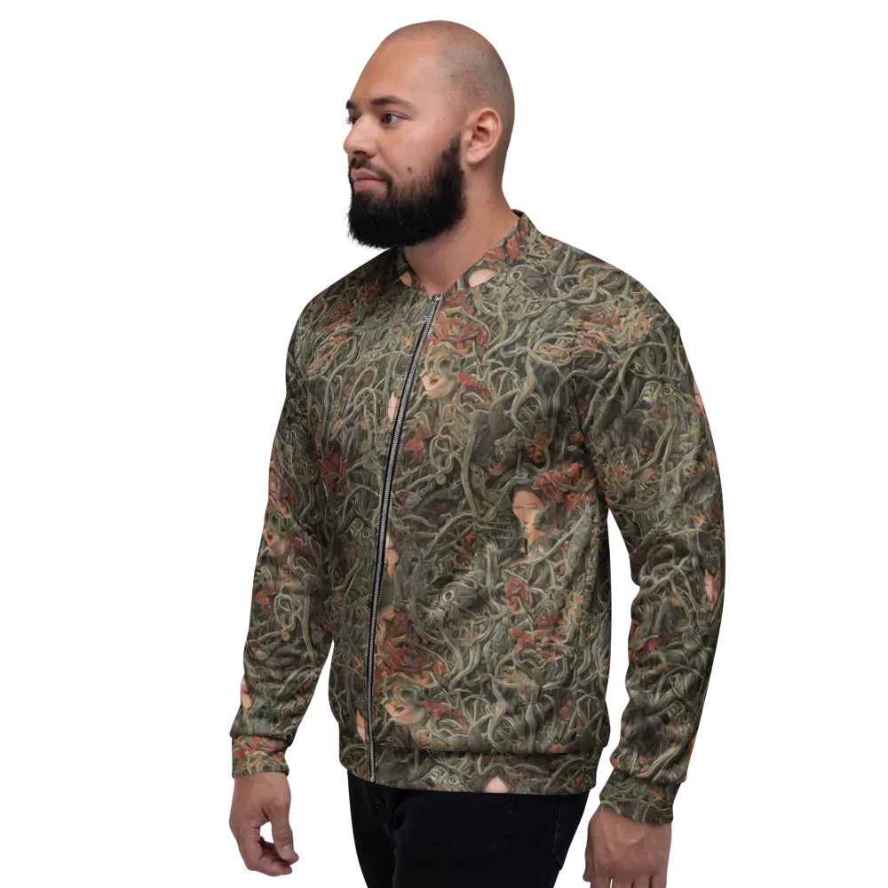 Olive Labyrinth on Bomber Jacket — Left