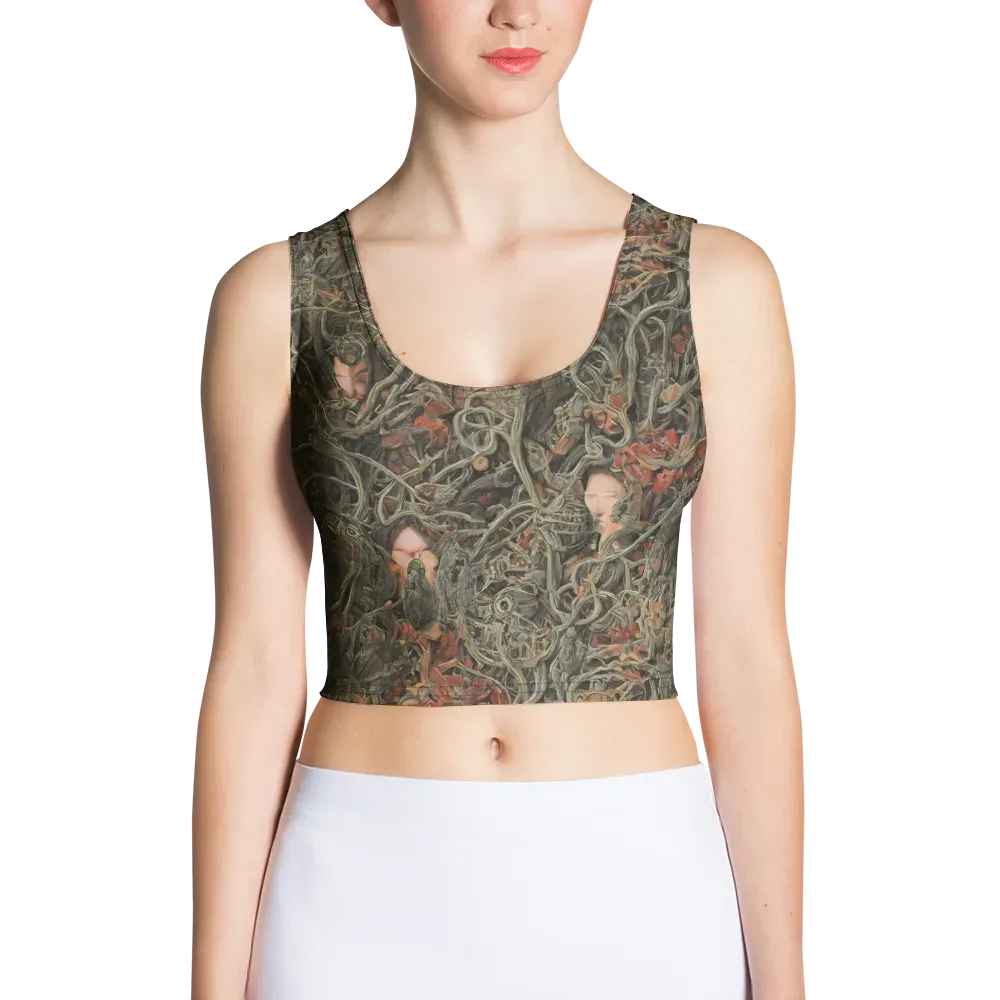 Olive Labyrinth on Crop Top — Front