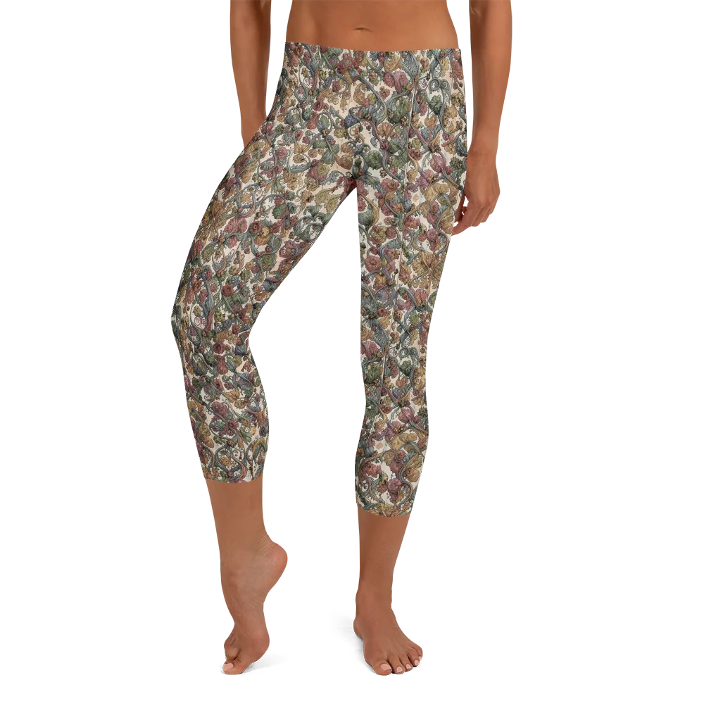 Velvet Herbarium on Capri Leggings — Front