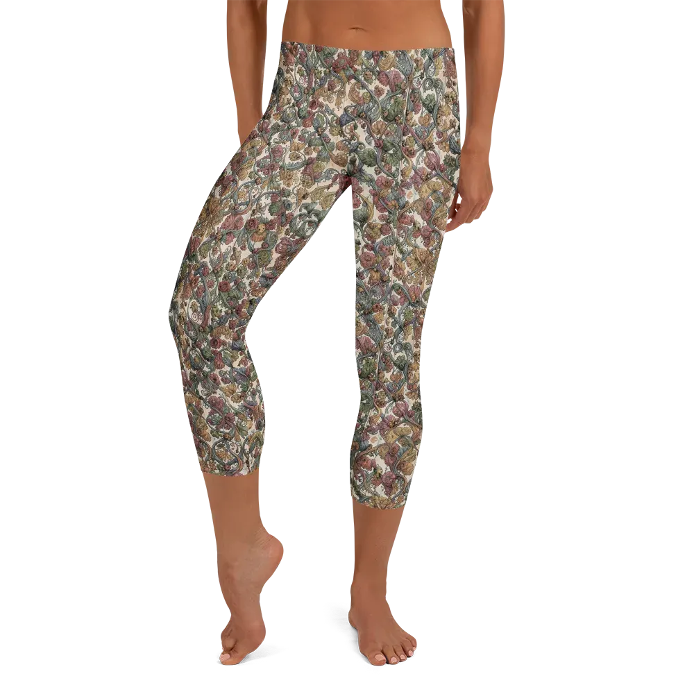 Velvet Herbarium on Capri Leggings — Front