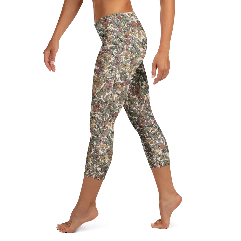 Velvet Herbarium on Capri Leggings — Left
