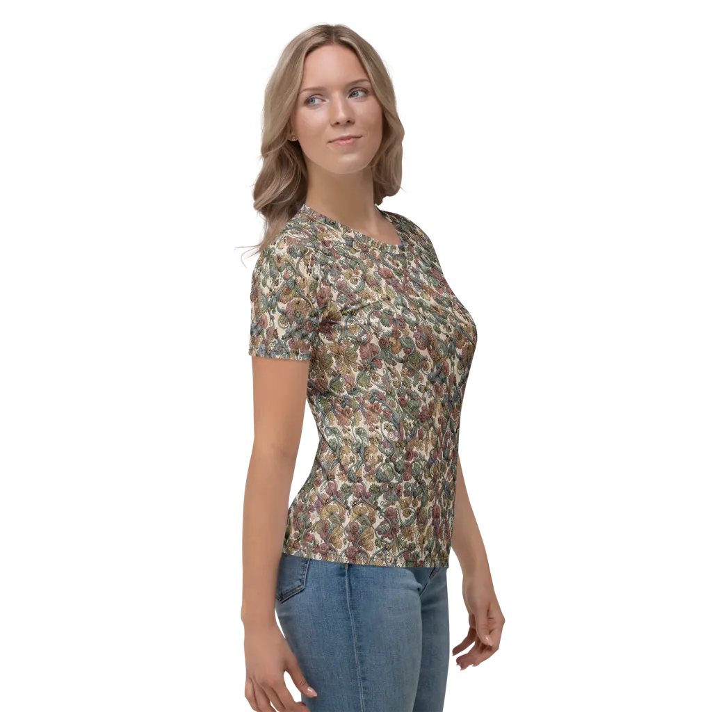 Velvet Herbarium on Women's Crew Neck T-Shirt — Right sleeve