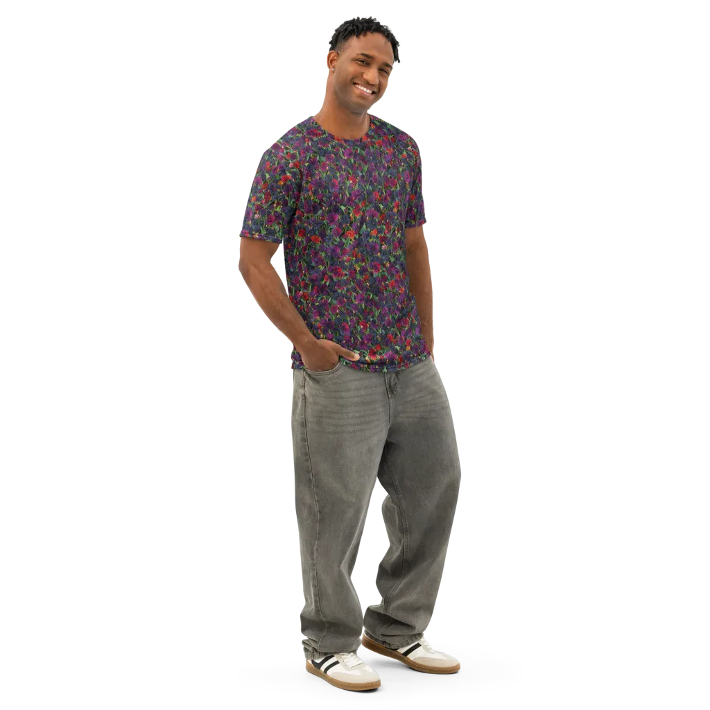 Velvet Nocturne on Men's Cotton Crew Neck T-Shirt — Right Front
