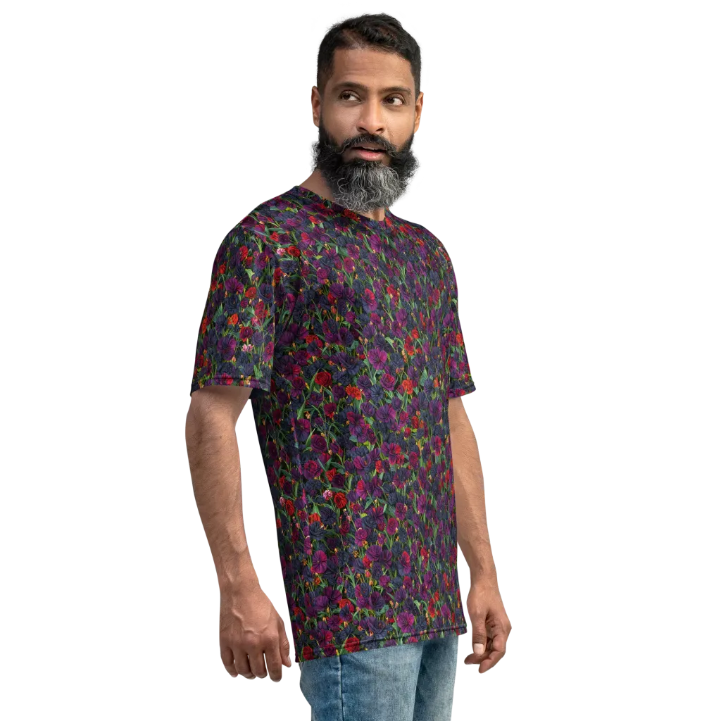 Velvet Nocturne on Men's Crew Neck T-Shirt — Right sleeve