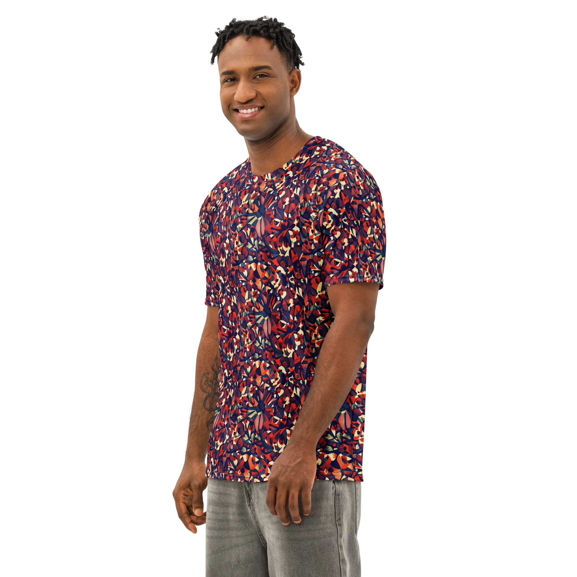 Ember Garden on Men's Cotton Crew Neck T-Shirt — Left Front