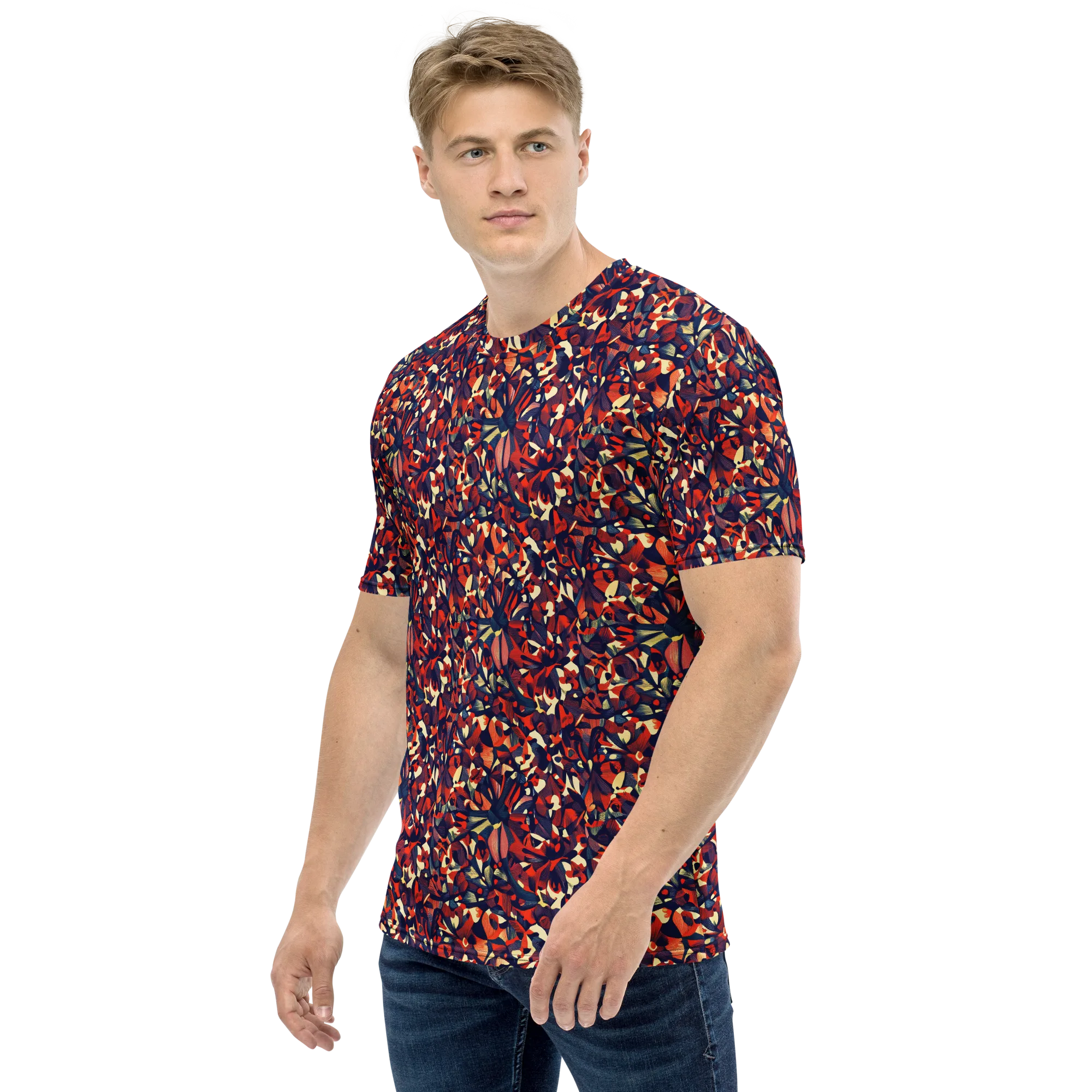 Ember Garden on Men's Crew Neck T-Shirt — Left sleeve