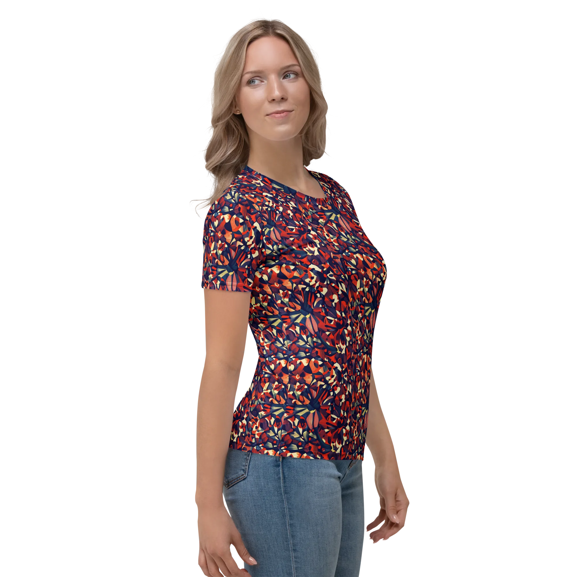 Ember Garden on Women's Crew Neck T-Shirt — Right sleeve