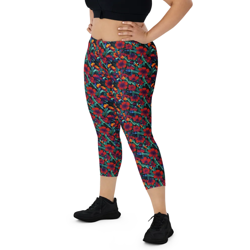 Crimson Jungle on Capri Leggings — Print file