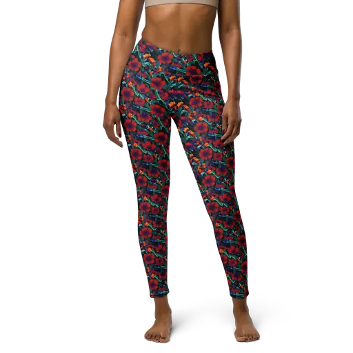 Crimson Jungle on a Yoga Leggings