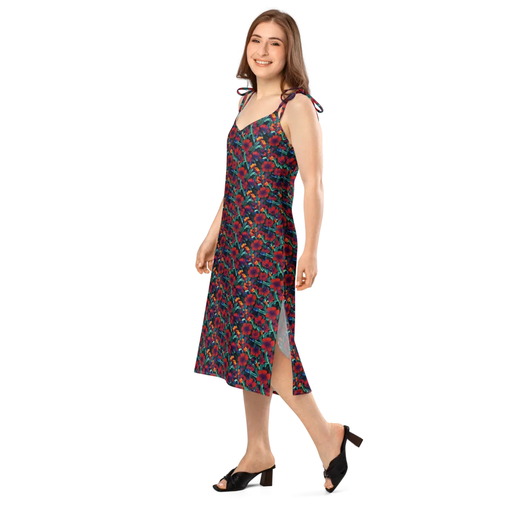 Crimson Jungle on Slip Dress — Left Front