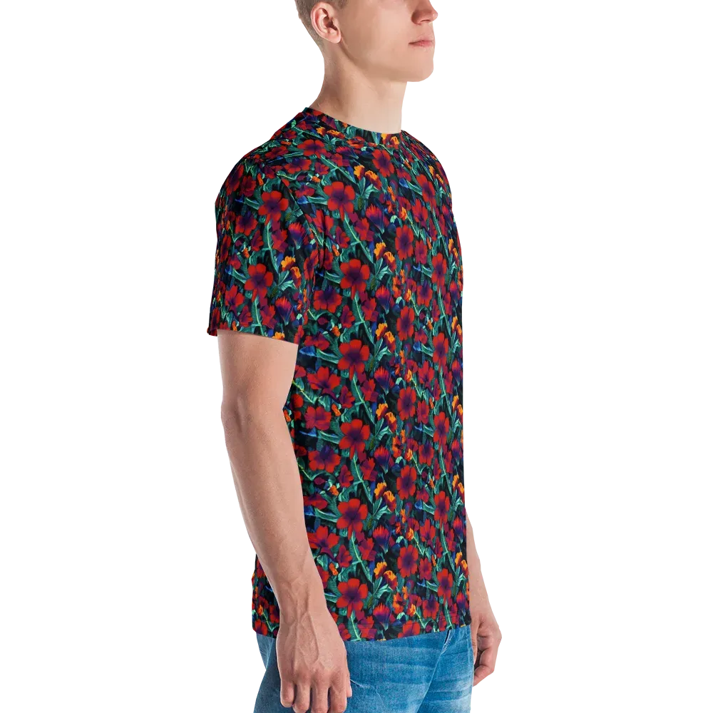 Crimson Jungle on Men's Crew Neck T-Shirt — Right