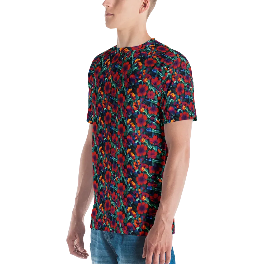 Crimson Jungle on Men's Crew Neck T-Shirt — Left