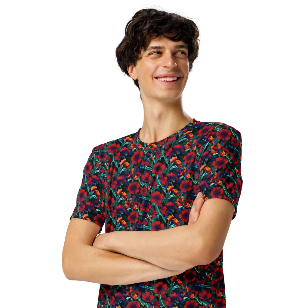 Crimson Jungle on Men's Crew Neck T-Shirt — Front print