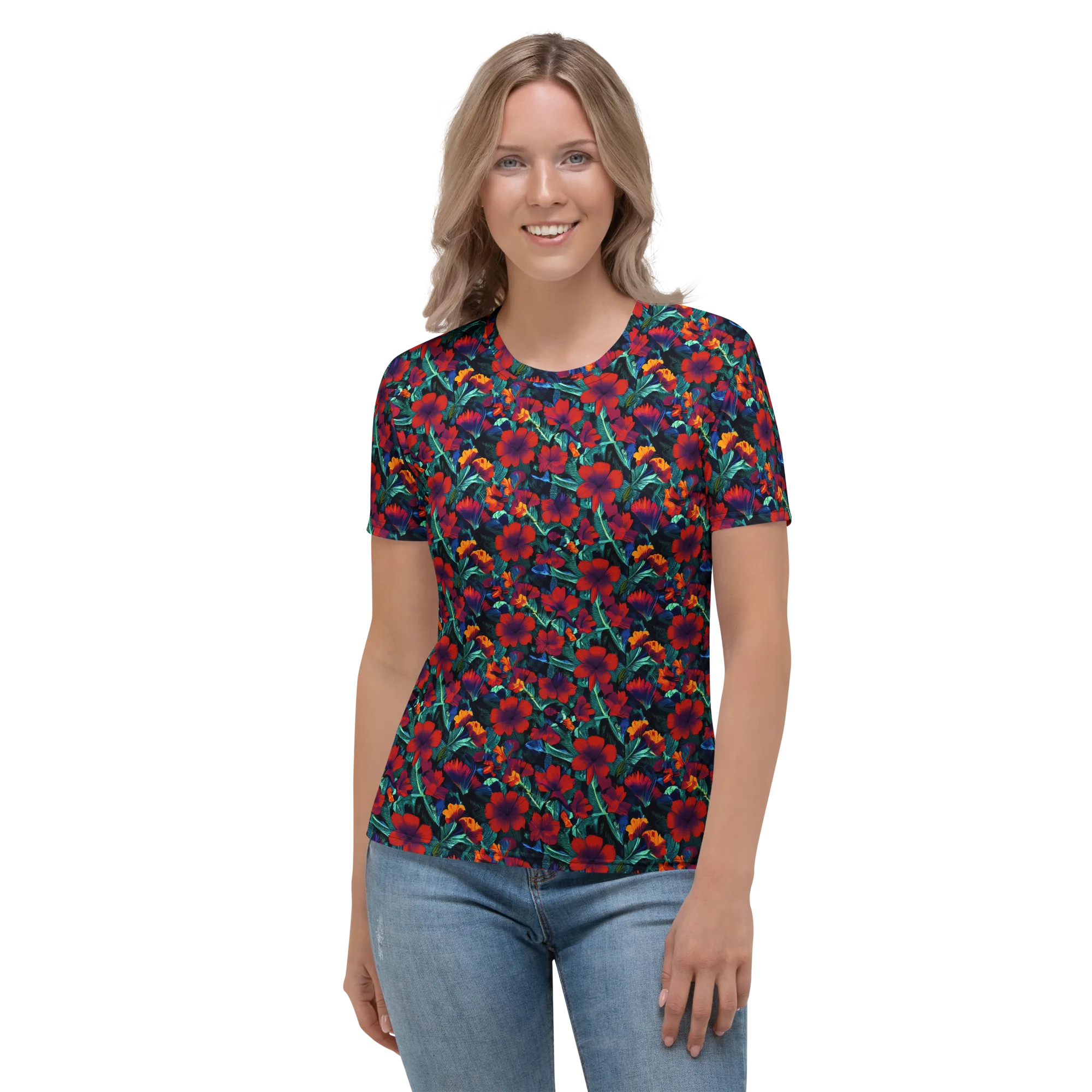 Crimson Jungle on Women's Crew Neck T-Shirt — Front