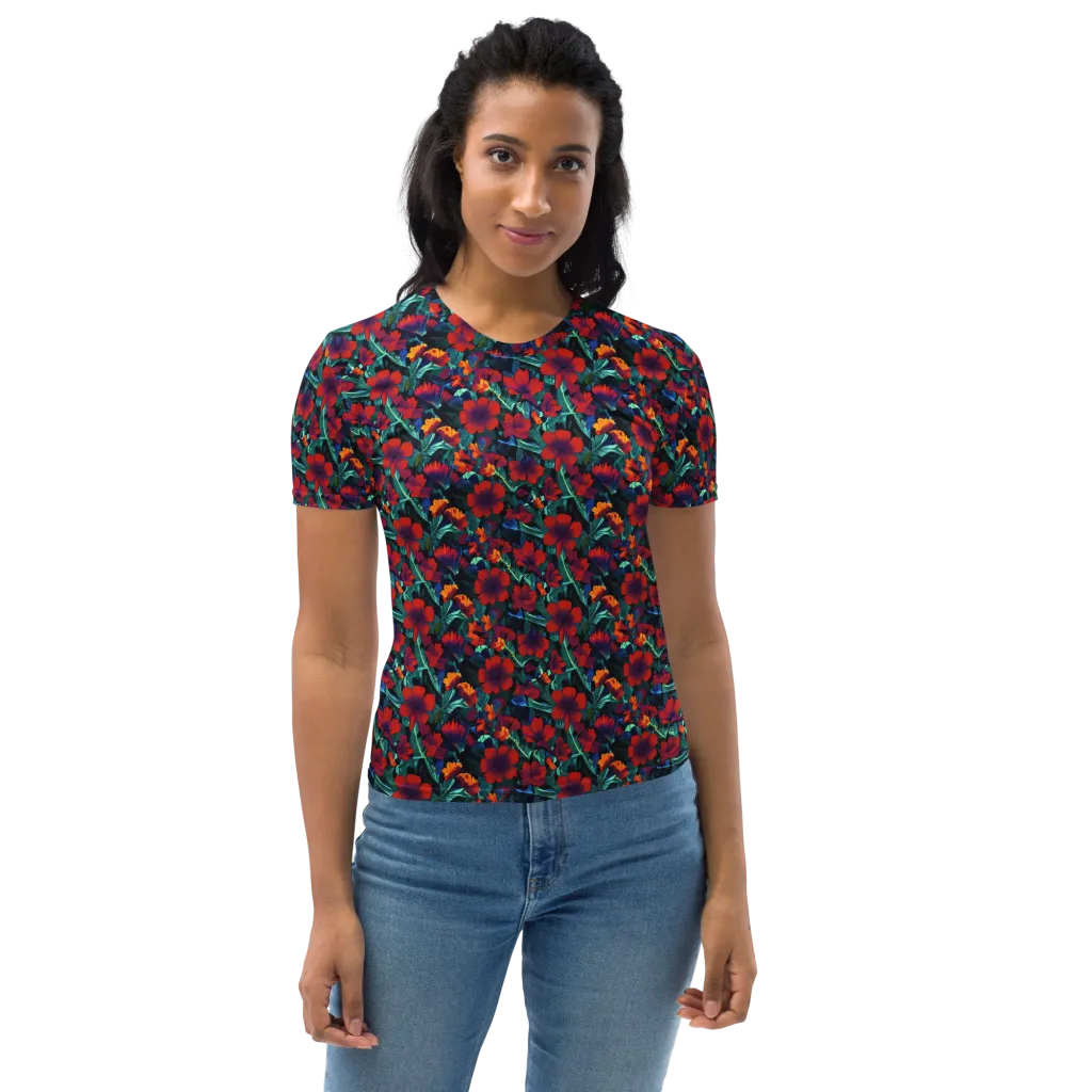 Crimson Jungle on Women's Crew Neck T-Shirt — Print file