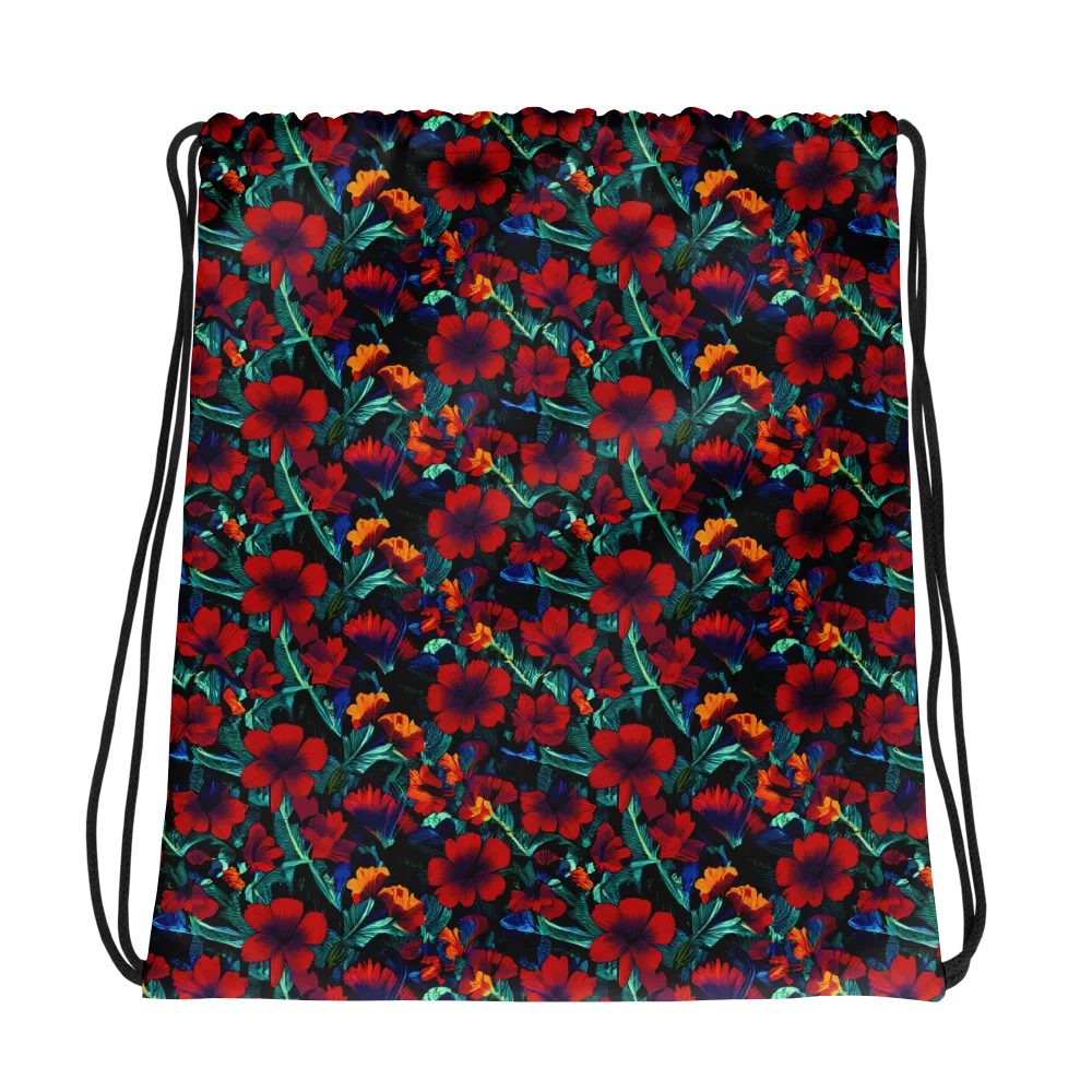 Crimson Jungle on Drawstring Bag — Mockup