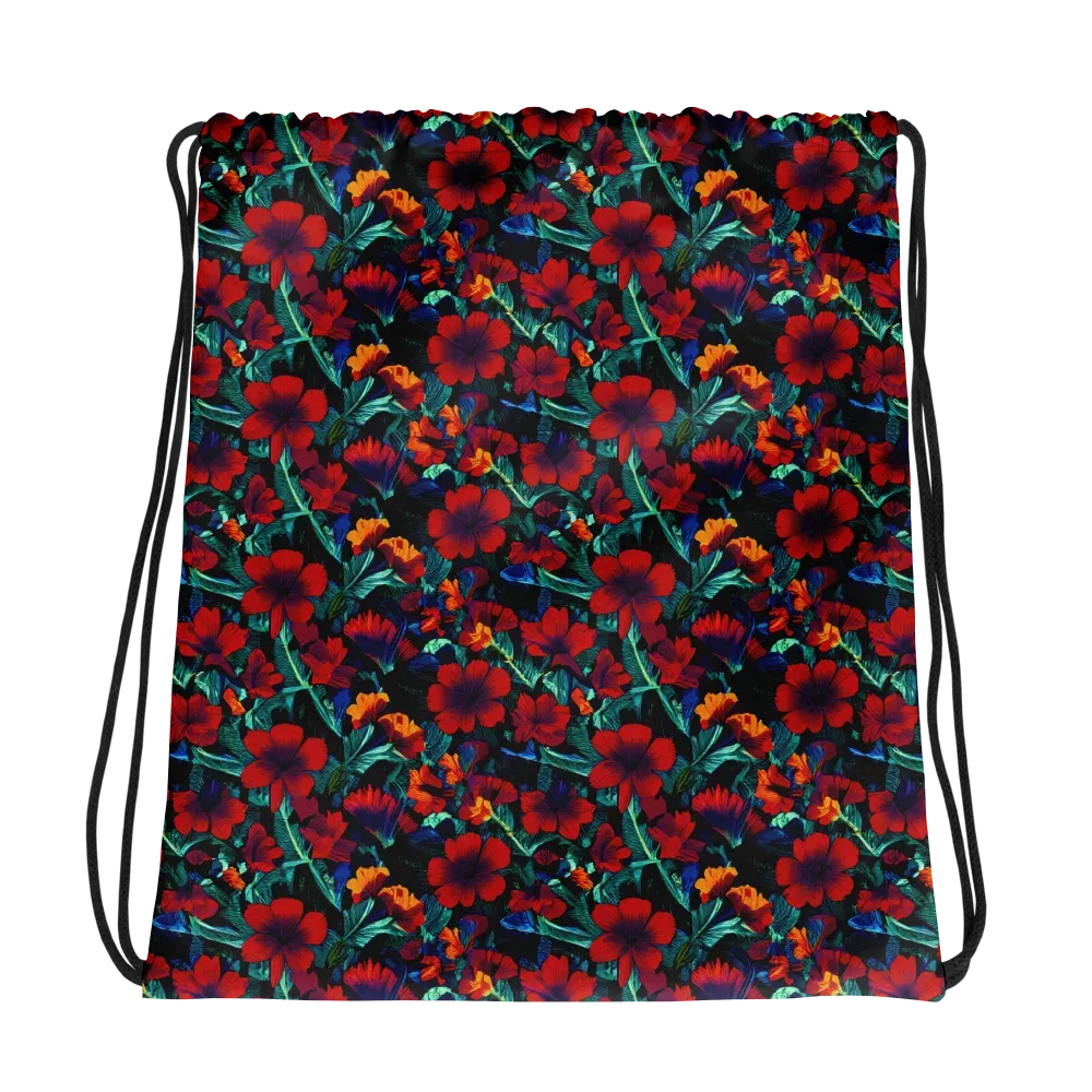 Crimson Jungle on Drawstring Bag — Mockup