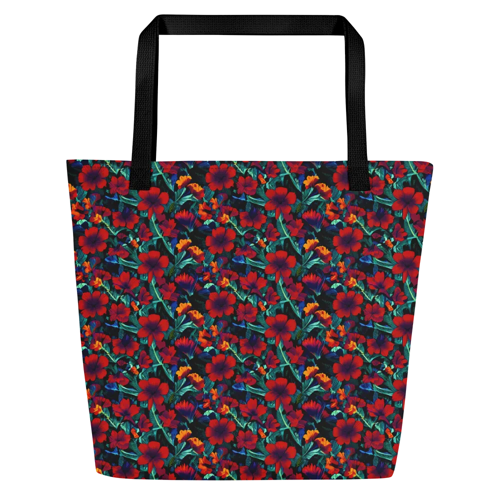 Crimson Jungle on Large Tote Bag W/ Pocket — Front