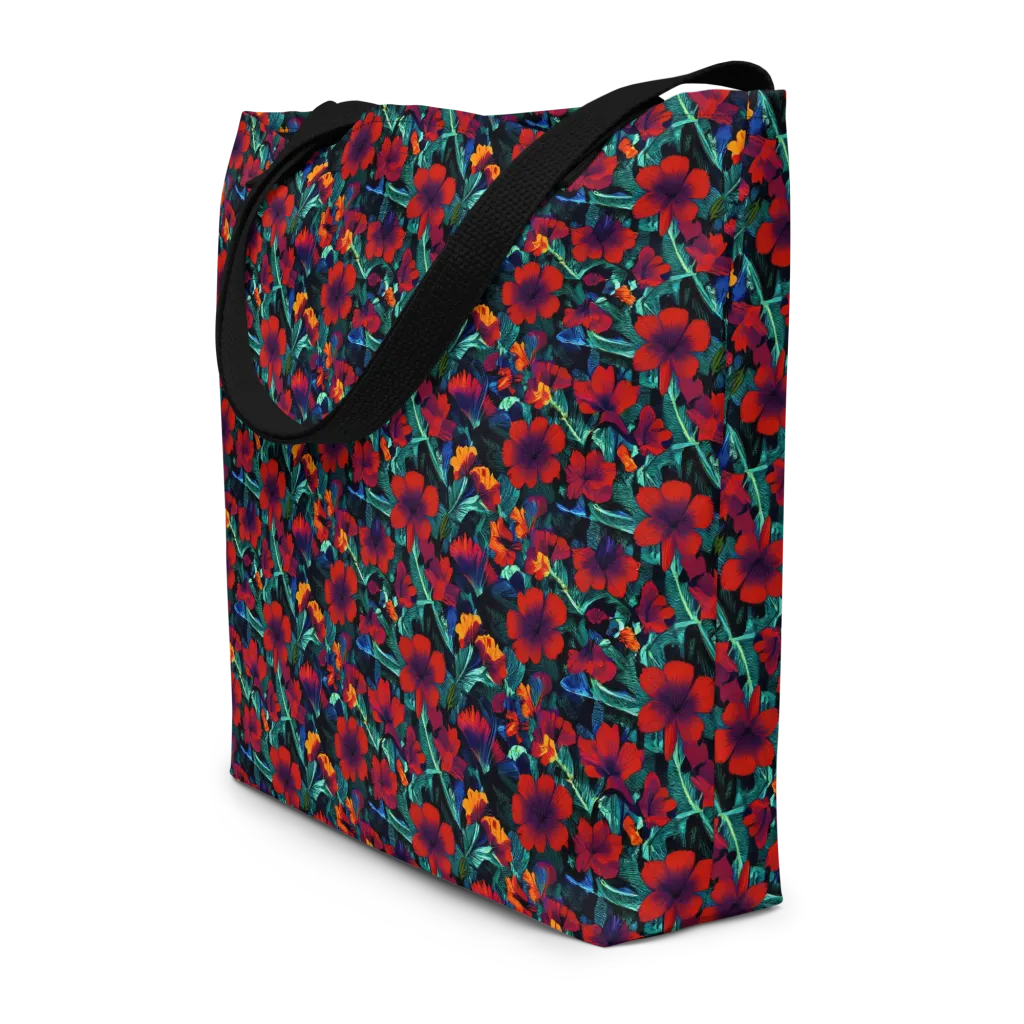 Crimson Jungle on Large Tote Bag W/ Pocket — Print file