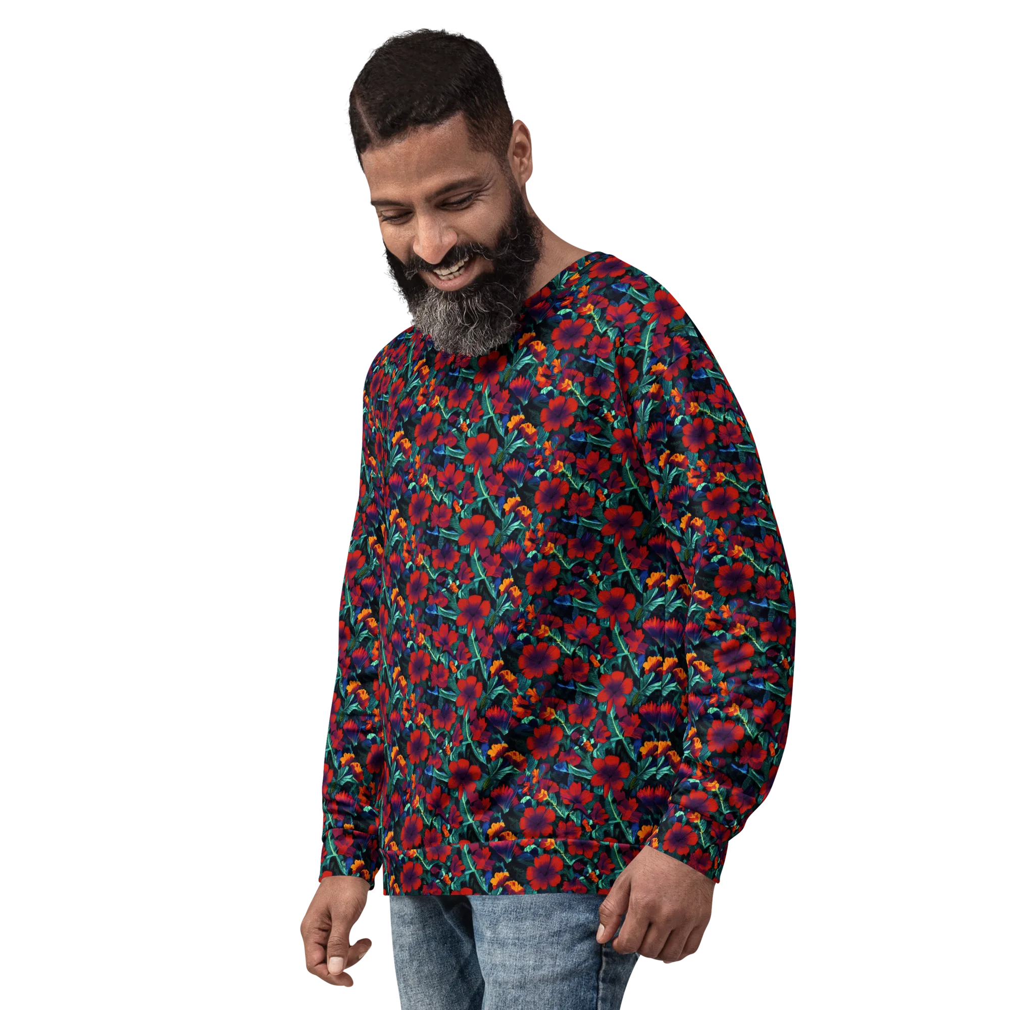 Crimson Jungle on Sweatshirt — Left sleeve
