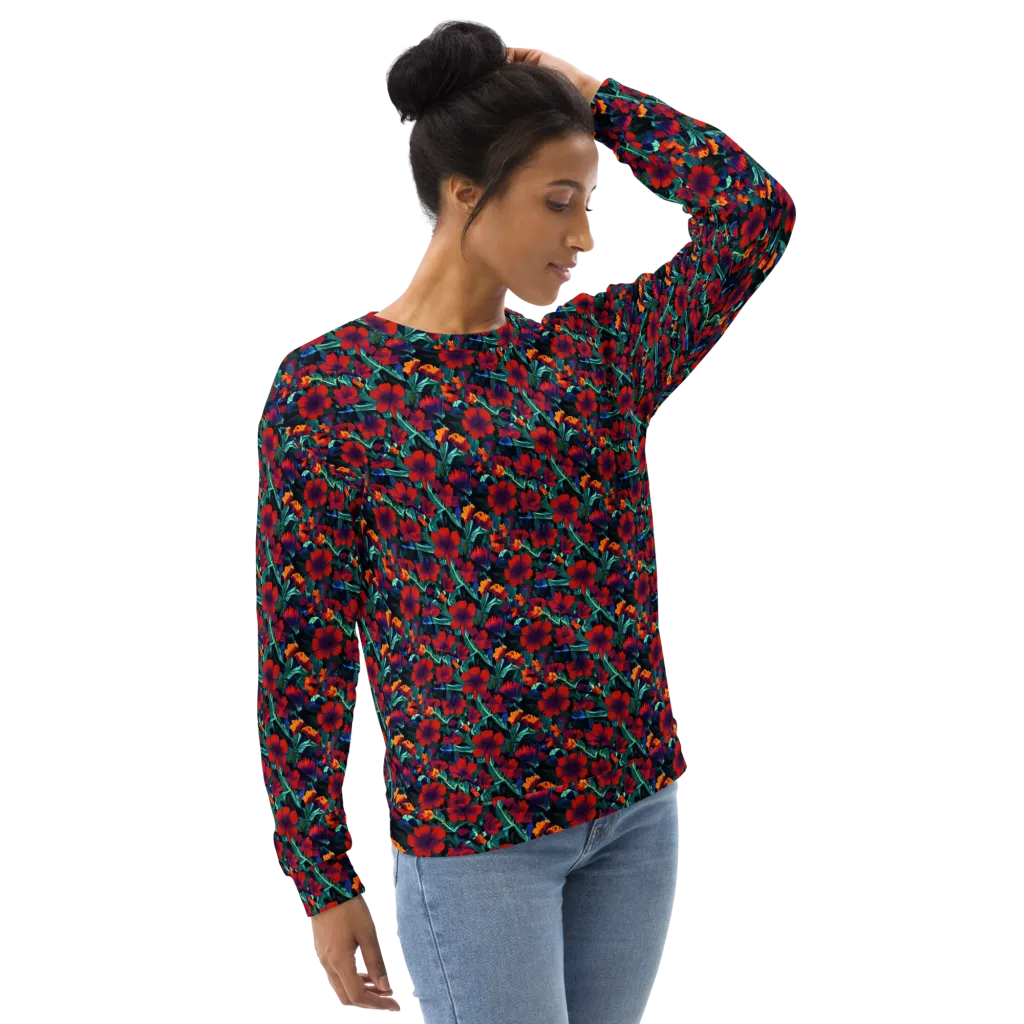 Crimson Jungle on Sweatshirt — Right sleeve