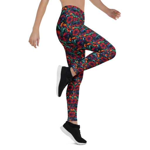 Crimson Jungle on a Leggings