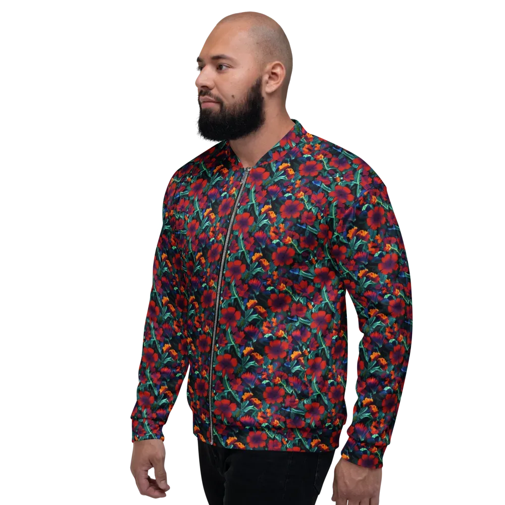 Crimson Jungle on Bomber Jacket — Left