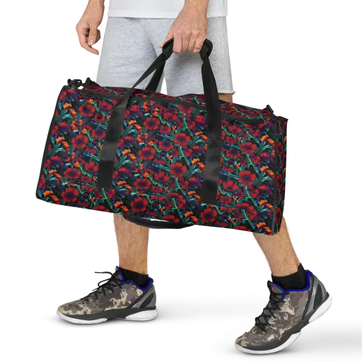Crimson Jungle on a Duffle Bag