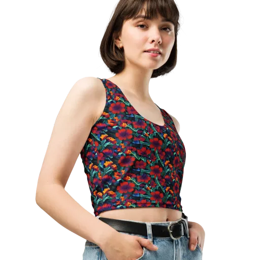 Crimson Jungle on a Crop Top