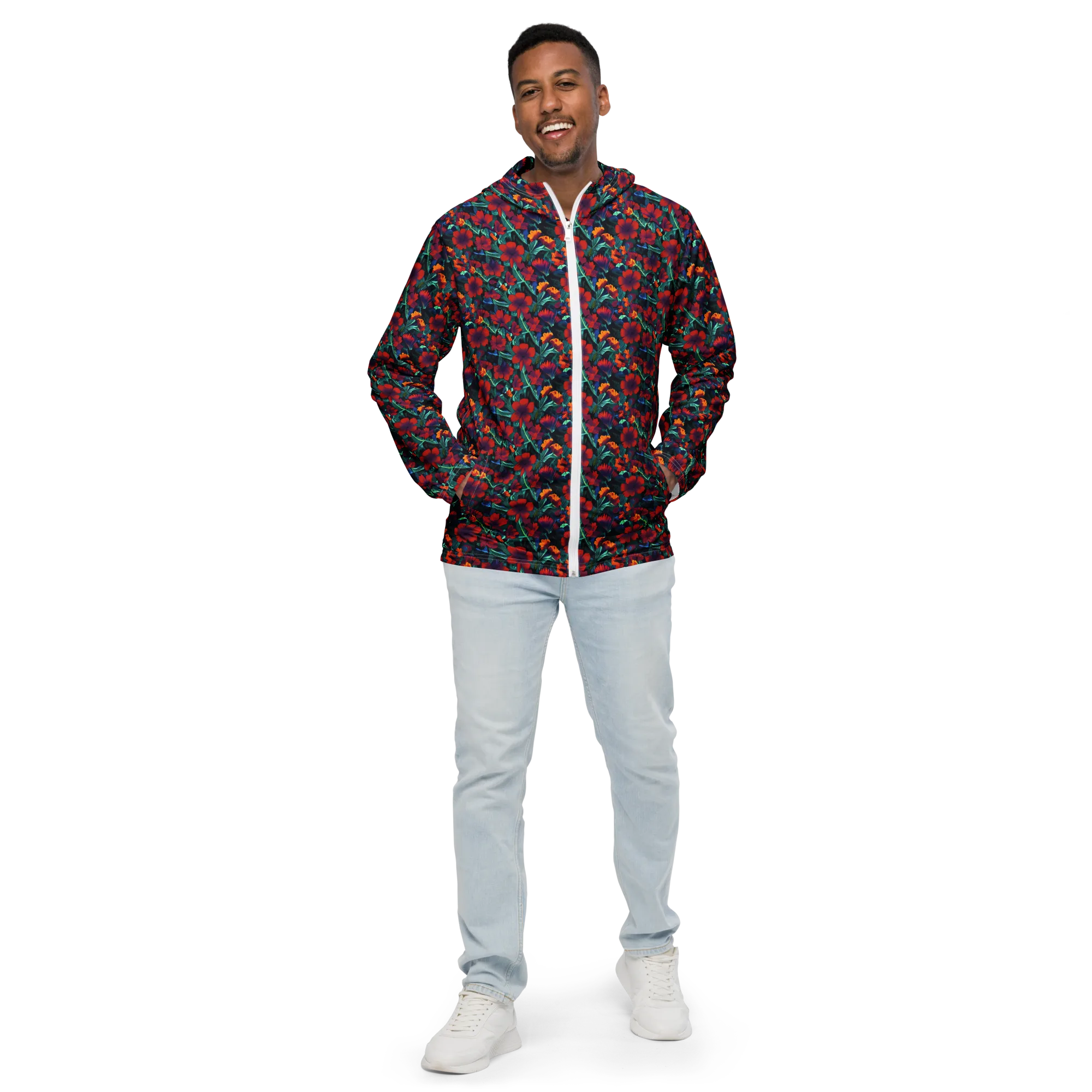 Crimson Jungle on Men's Windbreaker — Front