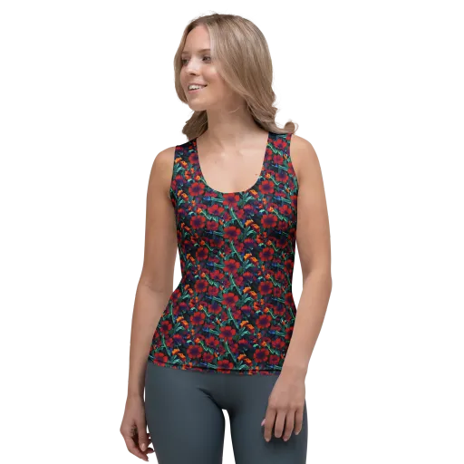 Crimson Jungle on a Women's Tank Top