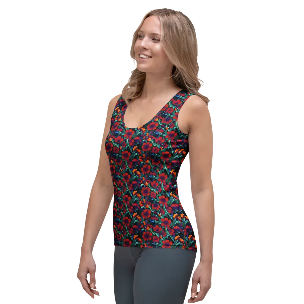 Crimson Jungle on Women's Tank Top — Left Front