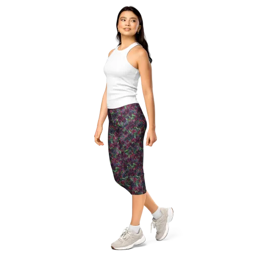 Velvet Night Garden on a Capri Leggings