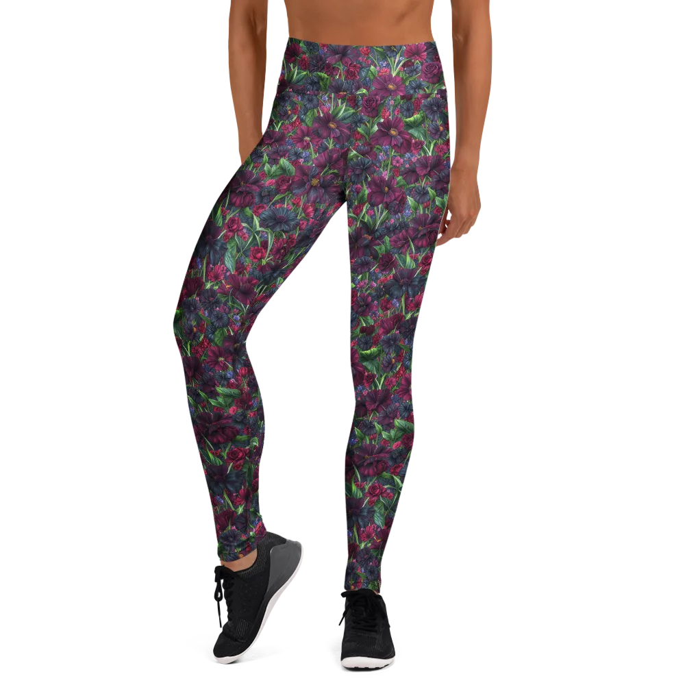Velvet Night Garden on Yoga Leggings — Front