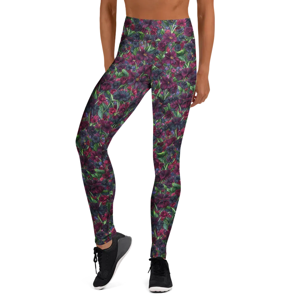 Velvet Night Garden on Yoga Leggings — Front