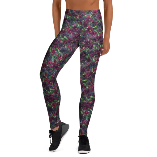 Velvet Night Garden on a Yoga Leggings