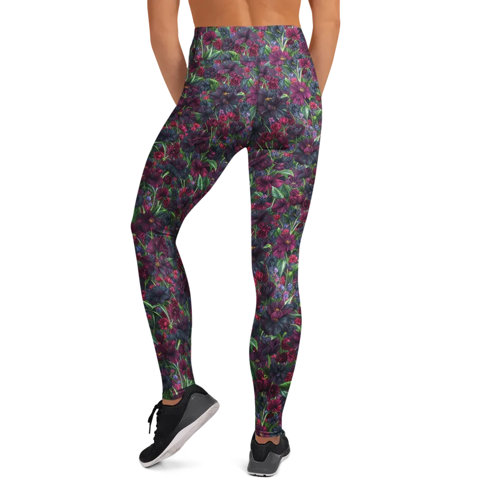 Velvet Night Garden on Yoga Leggings — Back