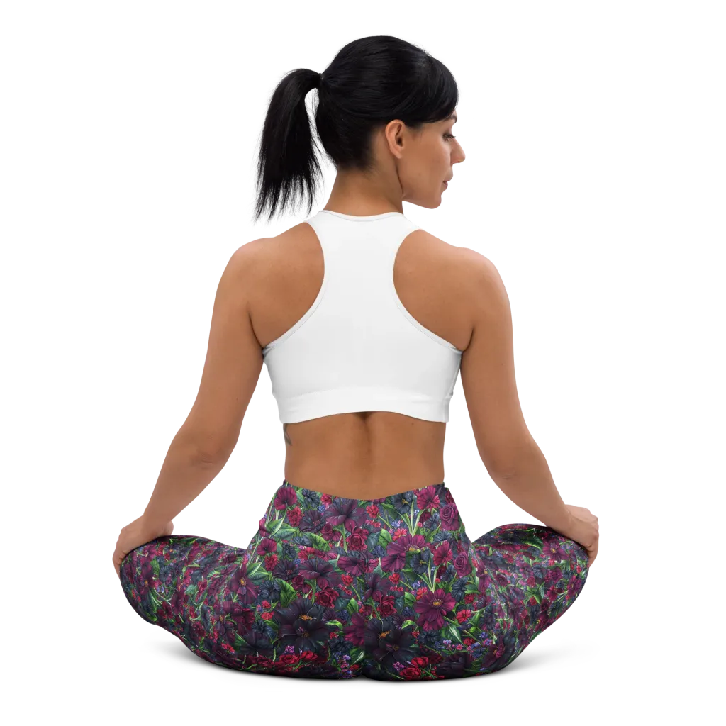 Velvet Night Garden on Yoga Leggings — Back waist