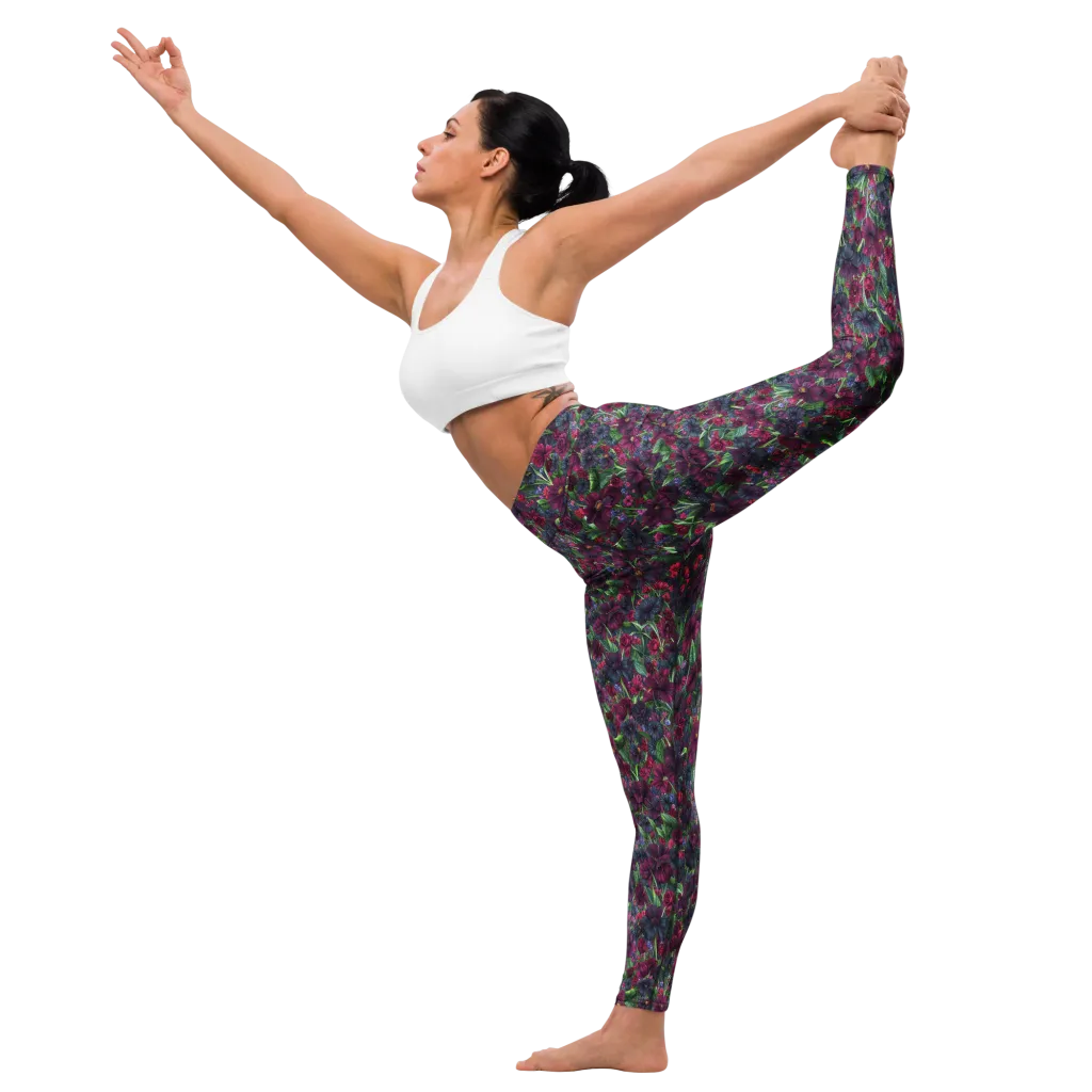 Velvet Night Garden on Yoga Leggings — Front waist